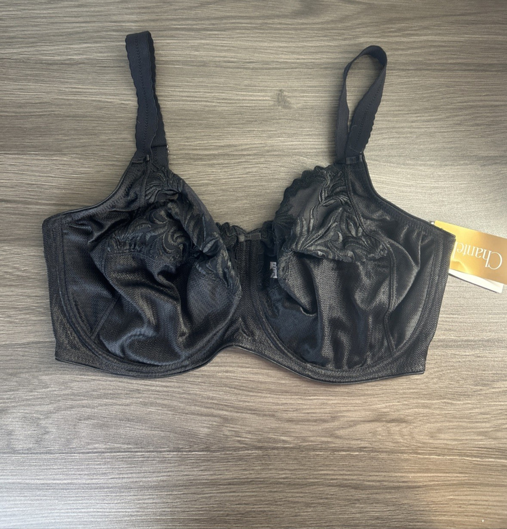 CHANTELLE 2101 Black AMAZONE Full Figure Lace Underwire Bra 40DDD Unlined France